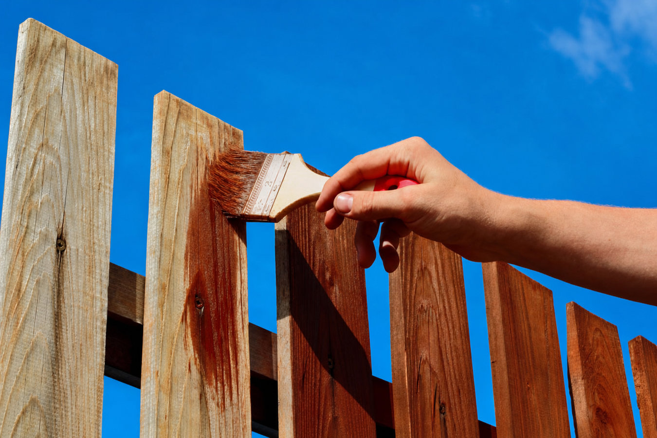 Fence staining and sealing